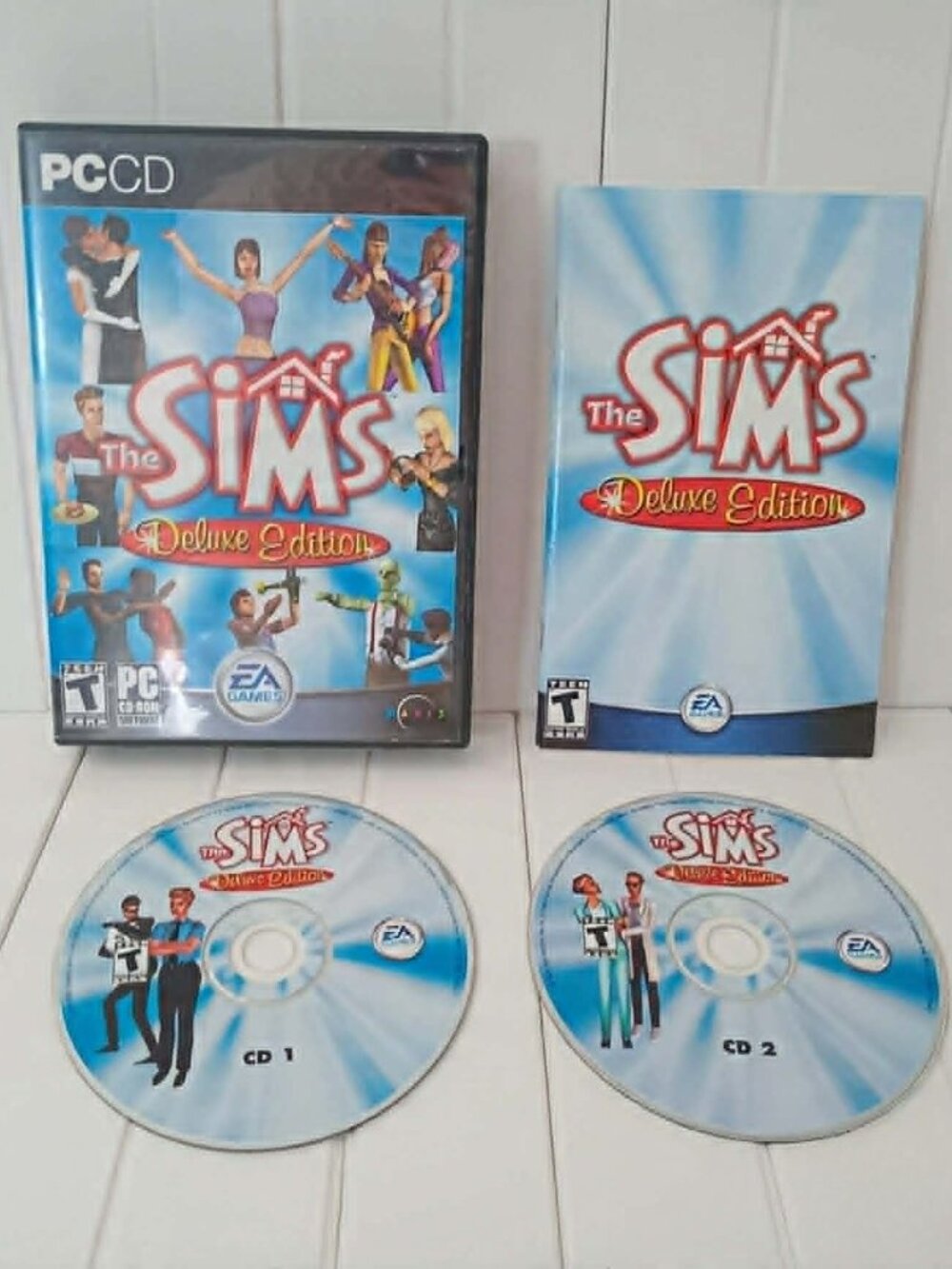he Sims Deluxe Edition PC CD-ROM Complete CIB 2 Discs Manual EA Games VG
